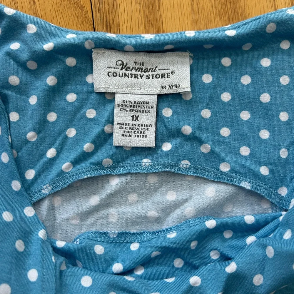 The Vermont Country Store Blue Polka Dot Sleeveless Dress Size 1X Flowy Vintage - Picture 8 of 8